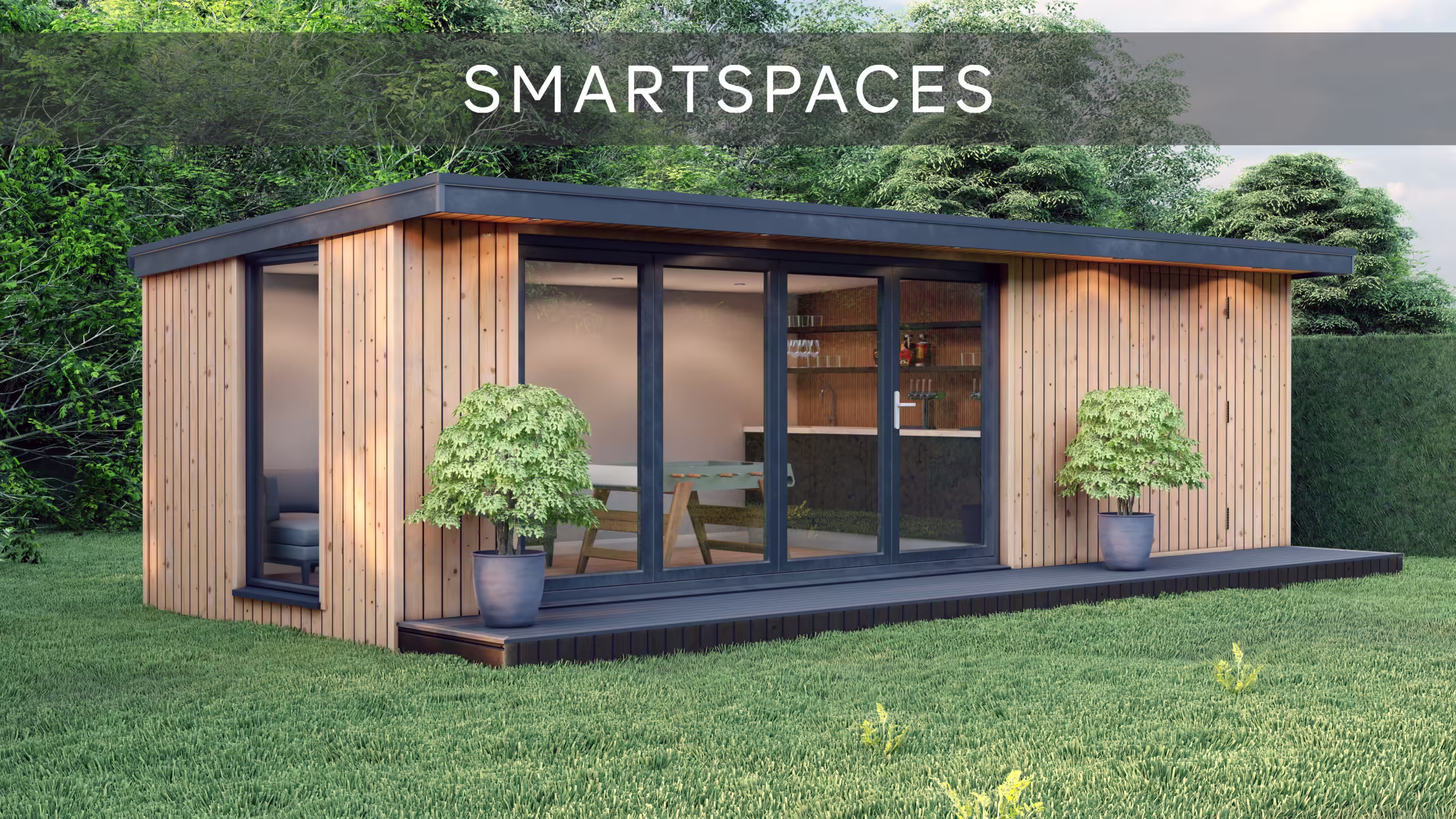 CGI wooden cladded garden room by Smart Spaces